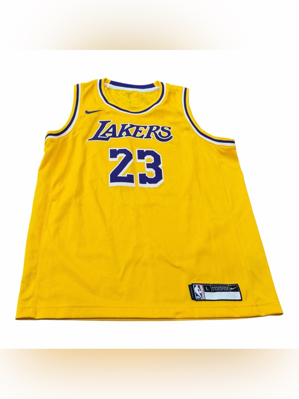 Nike LA Lakers LeBron James #23 Swingman Jersey Youth Size Large 14-16, Yellow